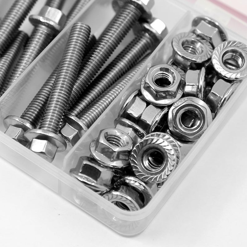 YEEZET 56PCS M8 Stainless Steel 304 Flanged Hex Head Bolts and Nuts kit 20mm 30mm 40mm 50mm - Image 3